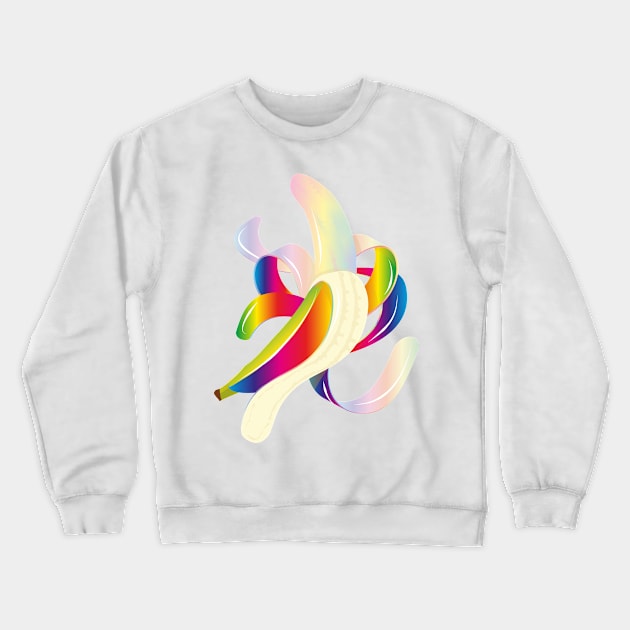 peppy peeled banana in rainbow colors Crewneck Sweatshirt by Kisho